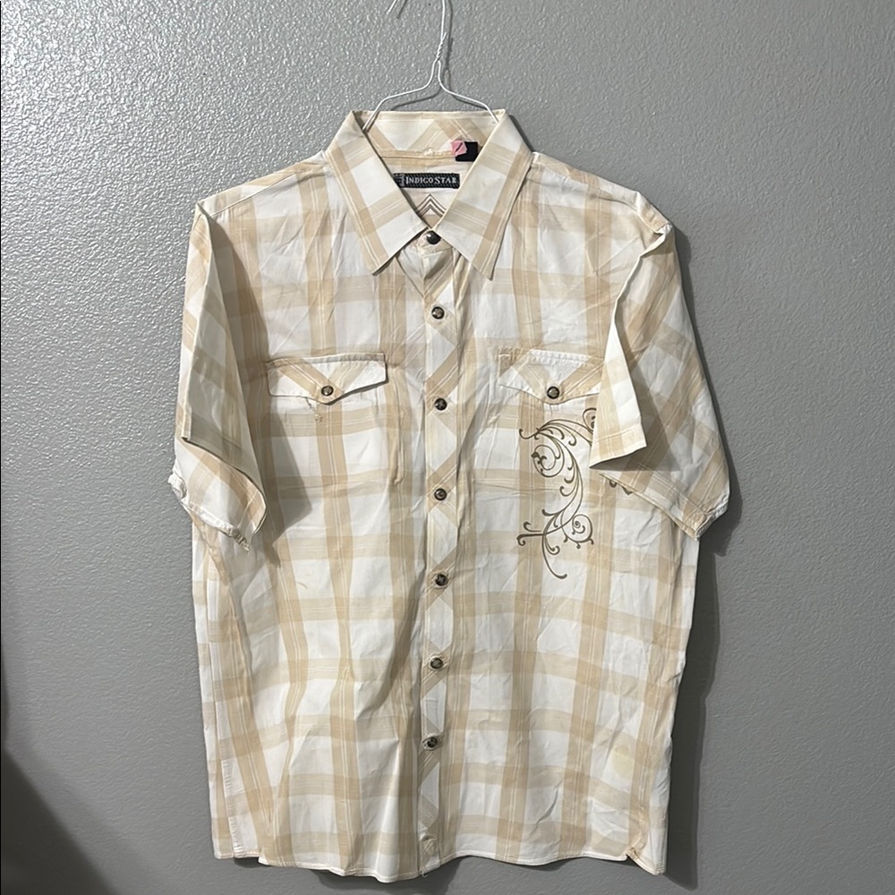 Indigo Star vintage men’s shortsleeved pearl snap